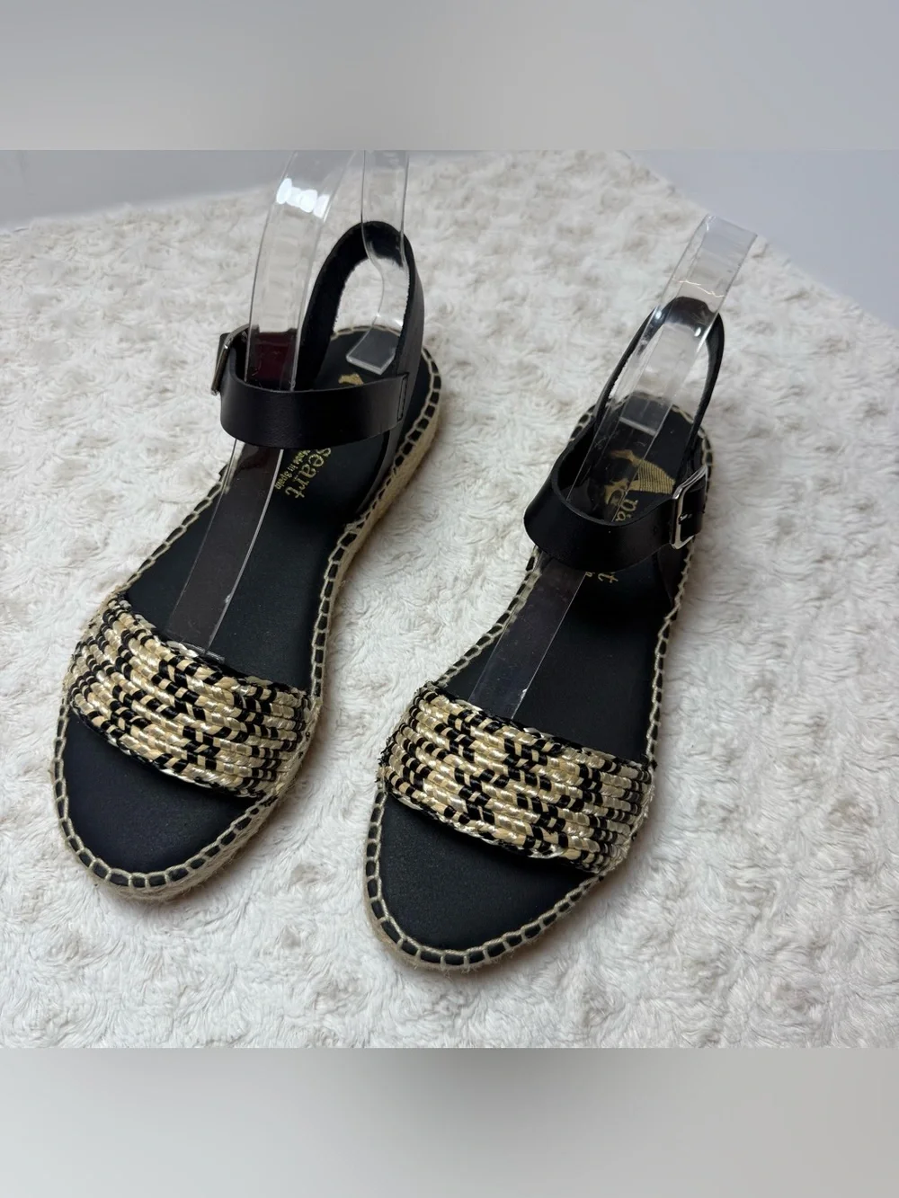 Woven Black & Natural Espadrille Sandals for Women Made in Spain